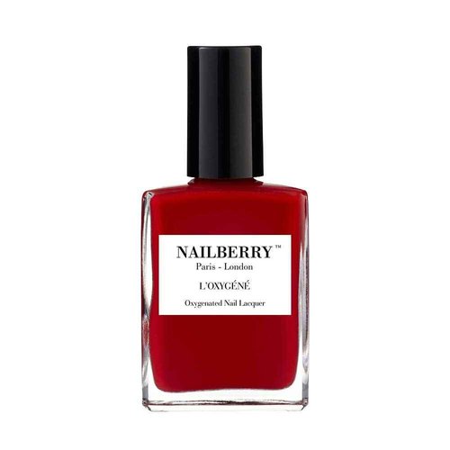 Nailberry L'Oxygéné Oxygenated Nail Lacquer | Rouge | Bright Red Opaque Nail Polish | UV Protected Long-Wear Nail Polish | 12-Free | Vegan | Certified Halal | Cruelty & Gluten Free | 15 ml
