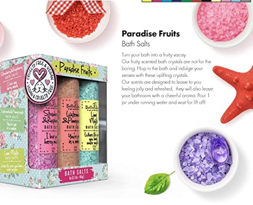 Bella & Bear Paradise Fruits Bath Salts, Foot Soak, Detox, Fruity Scents, Pack of 6, 2oz