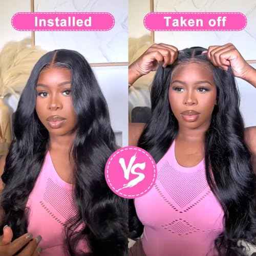 30 Inch Wear and Go Glueless Wigs Human Hair Pre Plukced Pre Cut 5x5 Hd Lace Closure Wigs Human Hair for Women 180% Density Ready to Wear Glueless Body Wave Lace Front Wigs No Glue Wigs