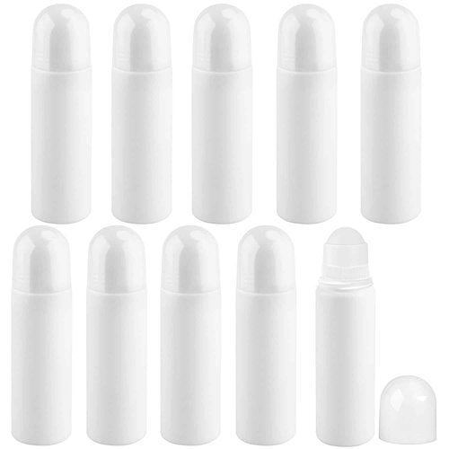 Mirrline 10 Pcs 100ml/3.38oz Roll On Bottles White Plastic Roller Bottle Refillable Deodorant Containers with Roller Balls for Essential Oil Perfume Balms