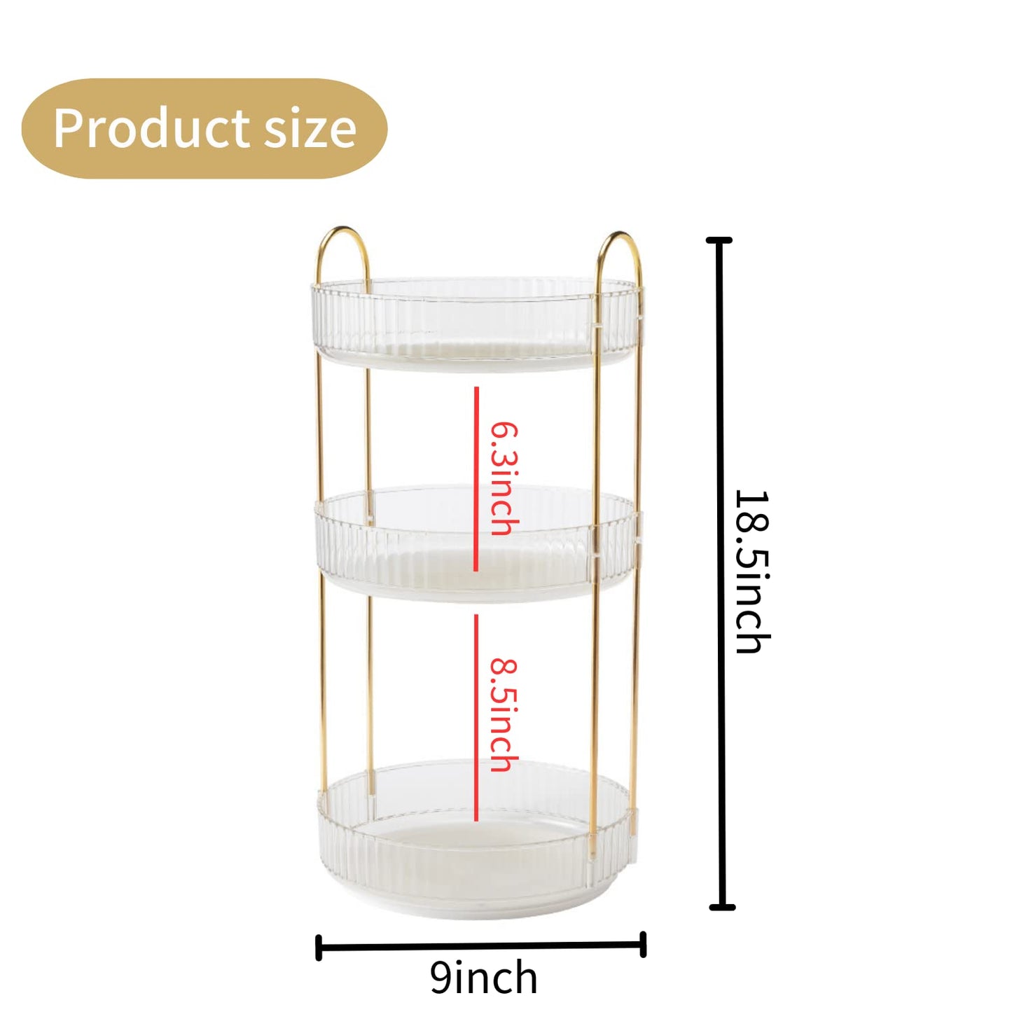 ZWQGOWILL 360° Rotating Makeup Organizer, Bathroom Makeup Carousel Spinning Holder Rack, Large Capacity Cosmetics Storage Box Vanity Shelf Countertop, Fits Cosmetic, Perfume (Transparent 3 Layers)