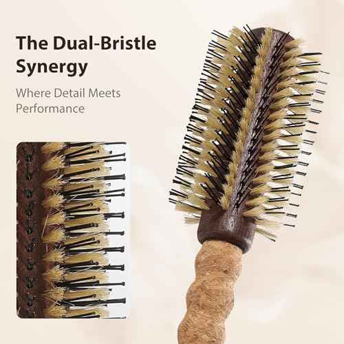 Professional 2.5" Round Brush for Thick & Coarse Hair | Reinforced Boar Bristle & Nylon Blend | Ultra-Light Ergonomic Cork Handle | Smooths Frizz into Polished, Glass-Like Shine