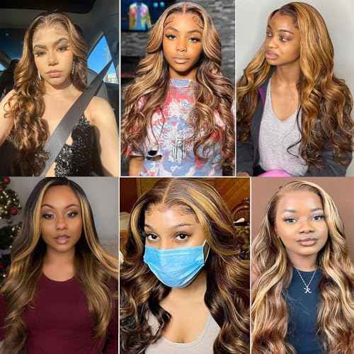 Ombre Two Tone Blonde Mixed With Brown Wet and Waye Bundles 30 32 34 inch P427 Human Hair Highlight Body Wave Bundles Double Weft Brazilian Hair Extension for Women