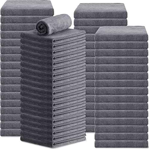 Newwiee 72 Pack Microfiber Bleach Proof Towels Bulk for Salon 18 x 30 Inch Dry Lint Free Hair Drying Hand Towels for Hair, Gym, Bath, Spa, Shaving, Barber(Grey)