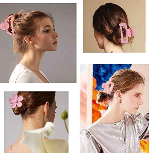 Pink Hair Clips, 6 Pack Cute Hair Clips for Thin Thick Hair 1.85-4.5 Inch Matte Non Slip Jaw Clips Flower Banana Butterfly Claw Clips Hair Accessories for Women and Girls¡¦