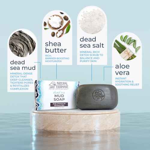 Natural Elephant Dead Sea Mud Soap Bar | Mineral-Rich Face & Body Cleanser with Natural Dead Sea Minerals | 4.4 oz (125 g) Pack of 10