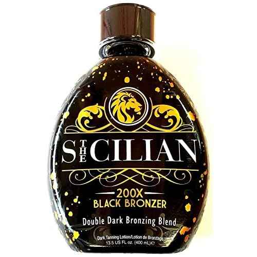 The Sicilian 200X Dark Black Bronzer Tanning Lotion - BEST for Glowing Skin - Gradual Bronzing & Sunless Self Tanner Lotion - Luxurious Sunless Body Tanning Lotion Nourishes Skin