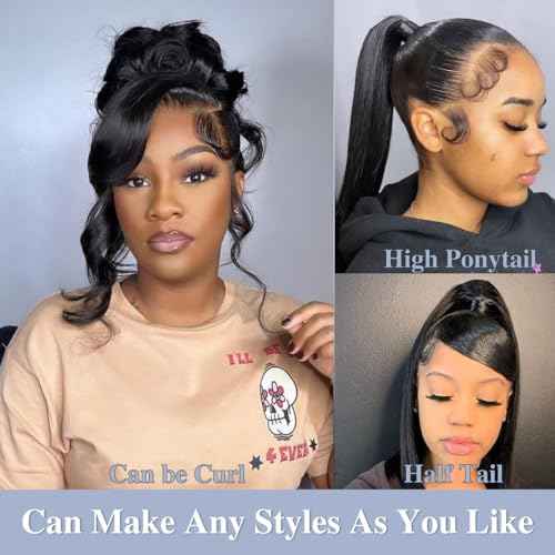 Hidden Strap 360 Lace Front Wigs Human Hair 250% Density Straight Human Hair Wigs for Bkack Women 360 Full Lace Wigs Human Hair with Drawstring 9A Natural Hairline (Natural Black, 18Inch)