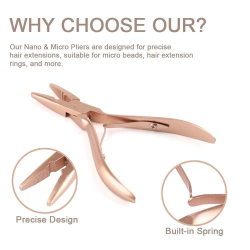 GlamorDove Hair Extension Tool Kit Microlink Pliers for Sewing Weft Extensions Hair Extension Beading Tool Hair Needle Pulling Hook Micro Bead Closer and Remover Pliers