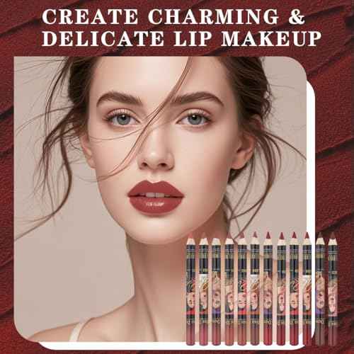 12PCS Lip Liner Pencils Set Pack for Shaping & Sculpting Lips, Modifieddark Lip Color Lipsticks,Long-Lasting Waterproof Lipsticks. (03, Color)