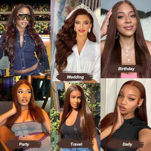 22 Inch Chocolate Brown Lace Front Wig Human Hair 200% Density Brown Straight Lace Front Wigs Human Hair Pre Plucked with Baby Hair 13x6 Colored Frontal Wigs Human Hair 4# Brown Human Hair Wig