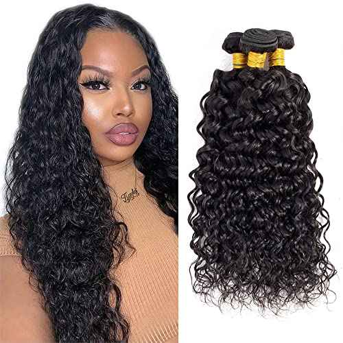 Water Wave Bundle Natural Black Human Hair 3 Bundles Brazilian Unprocessed Virgin Hair Extensions Double Weft Bundle For Women 14 16 18 Inch