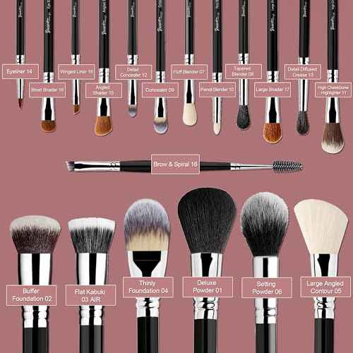 Bueart Design 19Pcs Professional Makeup Brush Set with Holder Case,Premium Synthetic Hair Brushes for Foundation, Blush,Powder,Bronzer,Cream,Concealer,Eye shadow,Contour for Make up