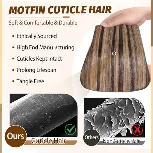 Clip in Hair Extensions Real Human Hair, 24 inch 120g, Balayage Invisible Remy Human hair Clip in Extensions for Women Seamless Straight 8Pcs Double Weft Dark Brown to Chestnut Brown