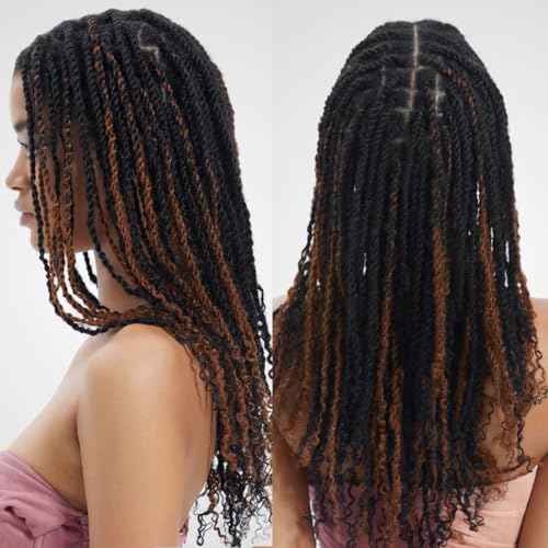 QVR Afro Kinkys Bulk Human Hair for Dreadlock Extensions Repair Locs, Hilight Color 16inch 50 Gram One Pack Mini Spring Twist Afro Kinky Human Hair for LocKs