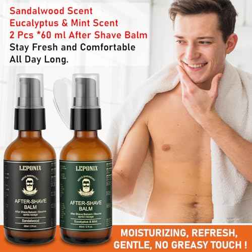 After Shave Balm for Men, Luxury After Shave Lotion for Mens Skin Care with Eucalyptus & Mint/Sandalwood - Cooling, Hydrating and Razor Bump Relief, Post Shave Balm Perfection for Soothe Skin