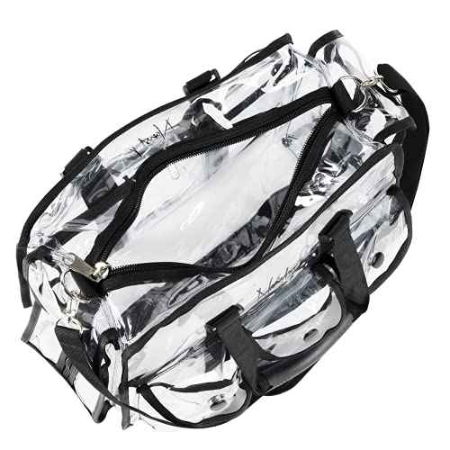 Nanshy Professional Makeup Artist Kit Bag - Clear Makeup Artist Travel Case with 8+ Pockets & Strong Handles - Extra Large Professional Makeup Case Organizer - 15.7x11x8 In