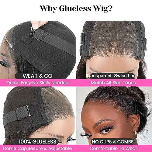 ISEE Hair Glueless Wear and Go Wigs for Beginners Lace Front Wigs for Black Women Human Hair Short Straight Bob Human Hair Wigs Lace Pre Cut Wig 12 Inch