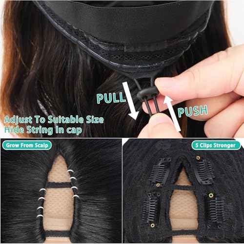 V Part Wig Human Hair Body Wave Glueless No Leave Out Upgrade 24 Inch U Part Wigs Human Hair Clip In Half Wigs 100% Real Human Hair Elastic Drawstring For Women 180% Density #1B/30