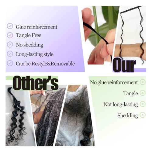 Pre-Divided Human Braiding Hair for Boho Braids Water Deep Wave Human Hair Bulk for Braiding Curly Human Hair for Boho Locs Boho Crochet Braids Human Hair Extensions (1B, 24"-320Strands)
