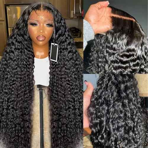 30 Inch Deep Wave Lace Front Wigs Human Hair 200% Density 13x6 HD Transparent Deep Curly Lace Front Wigs for Women Pre Plcked Glueless Wigs with Baby Hair
