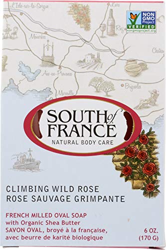 South Of France Climbing Wild Rose French Milled Oval Bar Soap With Organic Shea Butter, 6 Oz