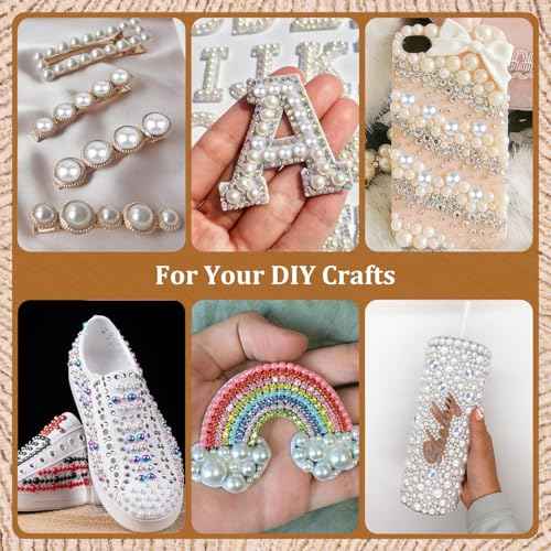 4 Boxes Flatback Pearls for Crafting, Flatback White Half Round Pearls 3-10mm with Pickup Pencil and Tweezer for Home DIY and Professional Nail Art, Face Makeup and Craft