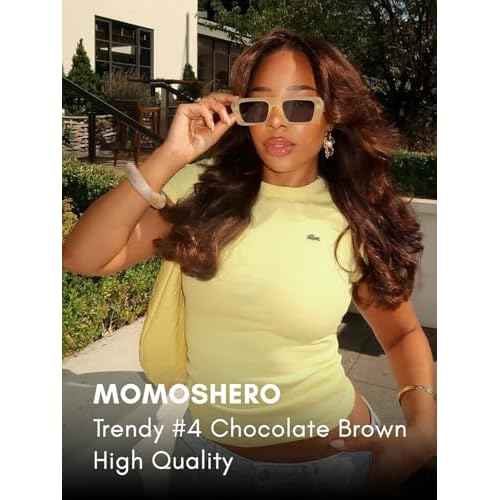 Chocolate Brown 3 Bundles Human Hair Body Wave, Soft Glossy 12A 100% Unprocessed Remy Virgin Hair Colored #4 Medium Dark Brown Bundle Wavy Classy Sew In Weaves Extension (3 Pcs, 14/16/18 IN)
