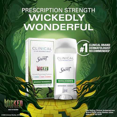 Secret Clinical Strength Antiperspirant Deodorant for Women, Wickedly Wonderful, 3X Sweat Protection, 72hr Sweat & Odor Protection, PH Balanced, Invisible Solid, Cashmere Woods & Lime Scent, 2.6 oz