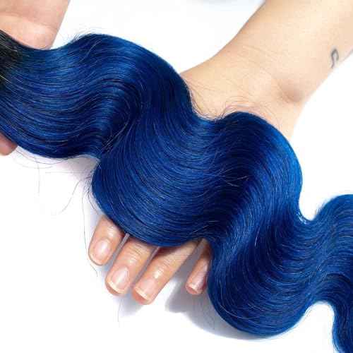 Bundles Human Hair 18 20 22 Inch Body Wave T1B Blue Human Hair Bundles Unprocessed Brazilian Virgin Quick Weave for Black Women