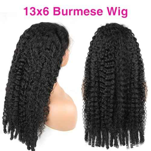 CHEETAHBEAUTY 250% Density Burmese Curly Human Hair Wig with Spiral End 13x6 HD Lace Front Wigs Human Hair Curly Wigs for Black Women Pre Plucked with Baby Hair Natural Black 18Inch