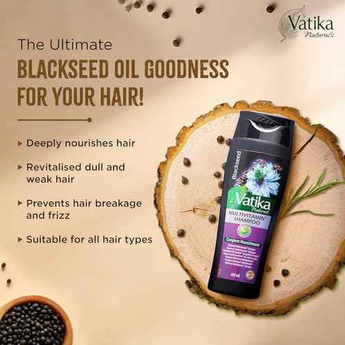 Vatika Naturals Blackseed Shampoo & Conditioner Combo, 400ml, Repairs Damaged Hair, Controls Frizz, Prevents Dryness, Strengthens Roots, Adds Shine, Nourishing Turkish Blackseed Hair Care