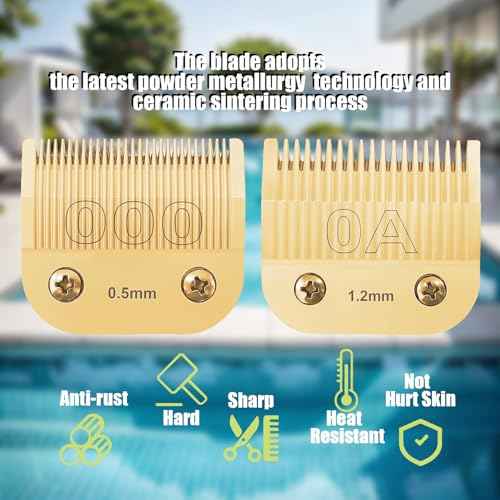 Professional Detachable Replacement Ceramic Blades Set,Cut Length,Compatible with Andis AGC,BDC,BGC,MBG Series/Oster Classic 76/Star-Teq/Power-Teq/A5 Clipper (1.2MM-9.5MM 4PACK) Golden