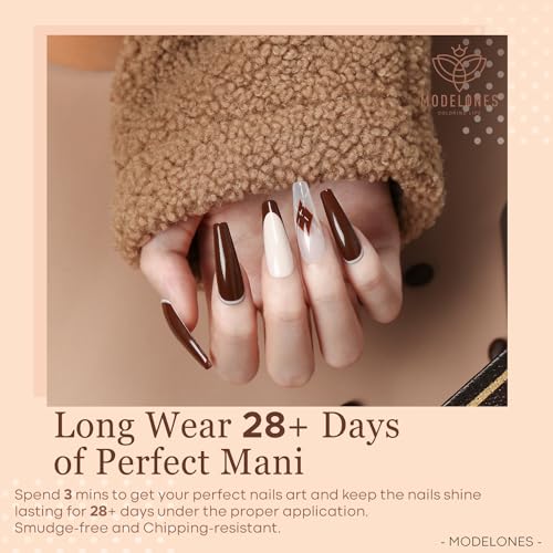 modelones Gel Nail Polish Set - 6 Colors Nude Brown White Skin Tone Neutral Beige Tan Taupe Gel Nail Polish Kit Popular All Seasons Summer Soak Off Nail Art Manicure DIY Salon at Home Gifts for Women