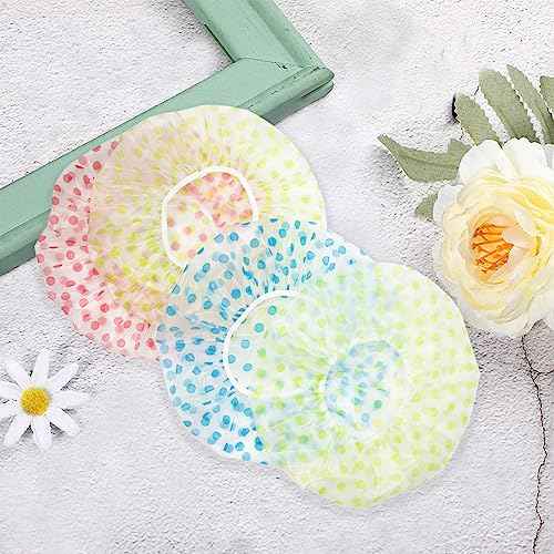 18Pcs Plastic Shower Caps for Women Reusable Waterproof Bath Caps Bathing Hair Cap Shower Caps for Shower,Spa,Salon,Housework,Girls,Home,Travel (Pink+Blue+Green)