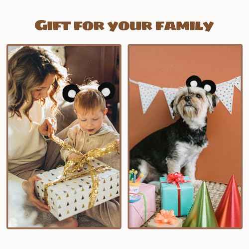 SIOTMERA Bear Ears Headband Black, Cute Care Movable Hairband Adult with Animals Costume, Soft Makeup Head Wear for Washing Face Women