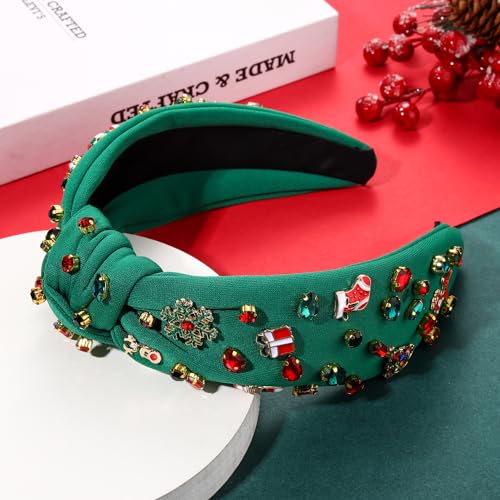 ARATLENCH Christmas Headband Winter Rhinestone Snowflake Xmas Tree Candy Cane Deer Hairband Christmas Party Accessories Gifts