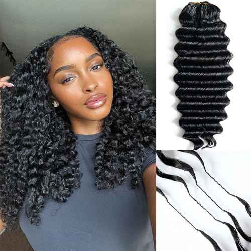 Knotless Pre Separated Deep Wave Crochet Human Hair Feather 100% Raw Real Hair Extensions for Braiding Feather Line Human Crochet Deep Wave Curly Hair Extensions With String 20inch 60g