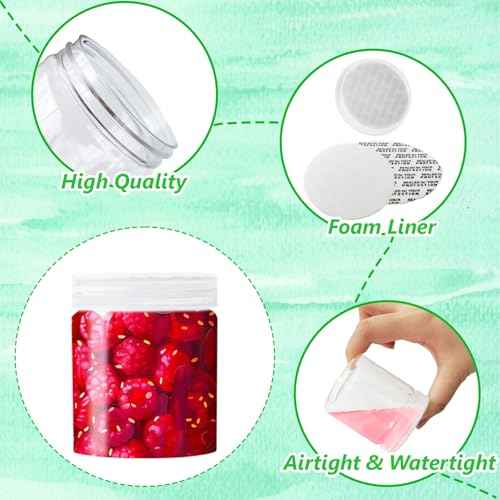 20Pack 4oz Clear Plastic Slime Containers with Lids,Round Refillable Travel Storage Sealed Jars Wide Mouth Container for Candy,Makeup,Cosmetics,Lotions,Eye Shadow,Cream,Butters