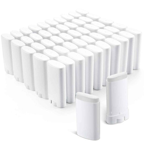 Wesiti 50 Pcs Plastic Empty Deodorant Containers 1/2 oz Travel Deodorant 15ml Refillable Containers Tubes Oval Lip Balm Tubes for Lip Balm DIY, White