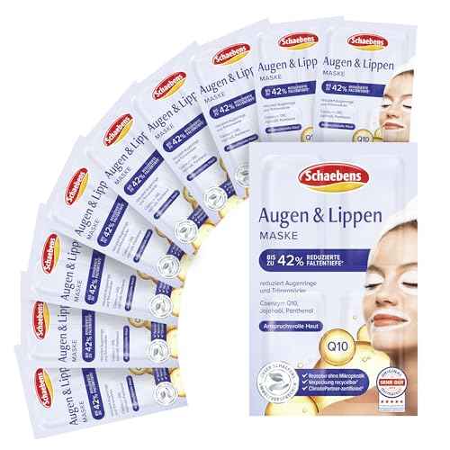 Schaebens Eyes & Lips Mask - With jojoba, Q10, panthenol - for 40 Applications (Pack of 10 x 4 units. 1.5 ml per unit) - for all skin types