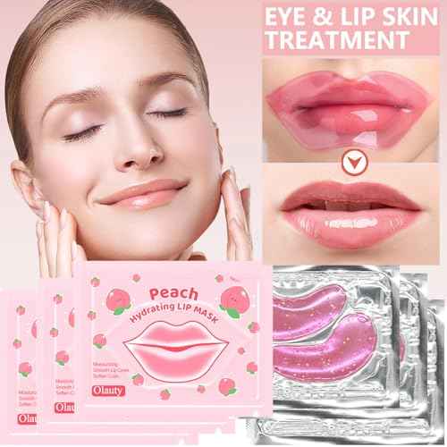 30 Pairs Lip Mask & Eye Mask,Under Eye Patches for Puffy Eyes,Pink Moisturizing Spa Daily Labial Lip Masks,Bachelorette Party Favors & Accessories,Party Favors Adults,Skincare,Stocking Stuffers