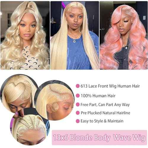 613 13x6 Lace Front Wig Human Hair 200 Density Blonde Wig Human Hair 613 HD Lace Frontal Wigs Human Hair Pre Plucked HD Lace Frontal Wig Straight Glueless (28 Inch)