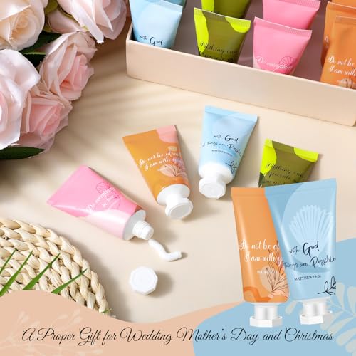 24 Pcs Christian Hand Lotion Bulk Gifts for Women Bible Verse Mini Travel Hand Cream Bulk Christmas Gifts for Stocking Stuffers, Homeless Church Appreciation Teachers Coworkers Appreciation Gifts