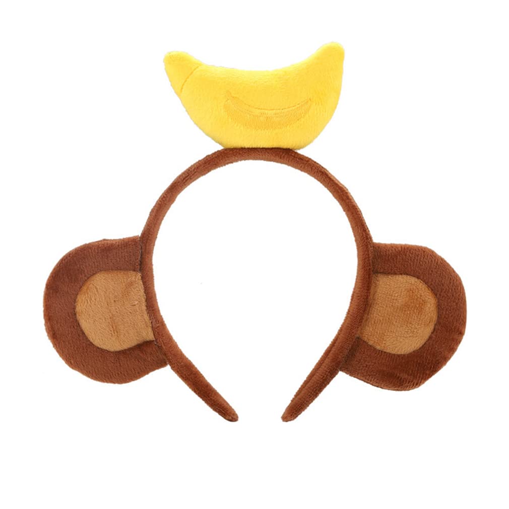 Women Cartoon Hair Accessories Cute Yellow Banana Brown Monkey Ears Headbands Girl Animal Big Ear Hairbands Festive Funny Props Hair Clips