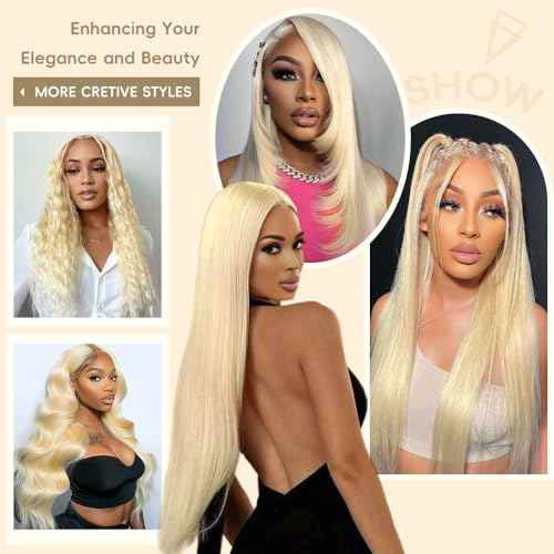 26 Inch Blonde Lace Front Wigs Human Hair Pre Plucked 613 Lace Front Wig Human Hair 200% Density Straight Blonde Wig with Baby Hair for Women