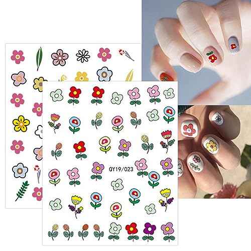 JMEOWIO 14 Sheets Cute Nail Stickers for Kids Nail Art Stickers Decals Self-Adhesive Pegatinas U?as Rainbow Flower Fruit Nail Supplies Nail Art Design Decoration Accessories