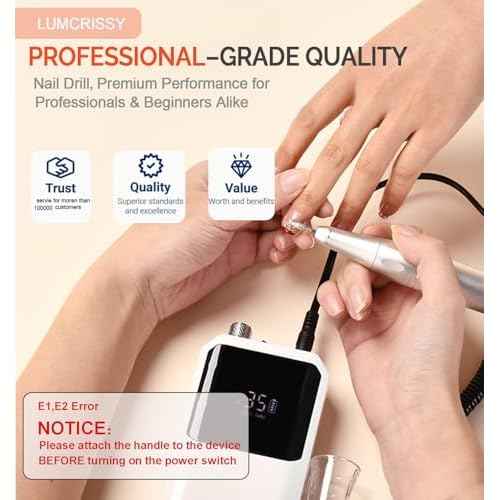 Professional Rechargeable Nail Drill 35000 RPM - Cordless Electric Nail File ,Portable Efile for Shaping/Removing/Polishing Gel/Acrylic Nails | Ideal for Home DIY & Salon Manicure Pedicure