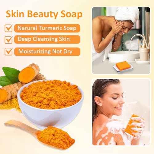 Kojic Acid Turmeric Soap Bar - Dark Spot Remover for Face Even Skin Tone, Moisturizing & Nourishing Natural Ingredients 2Packs