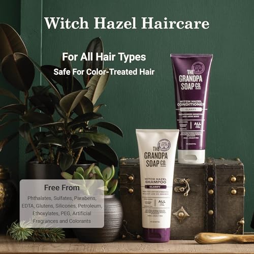 The Grandpa Soap Company Claryfying Witch Hazel Shampoo - Removes Buildup, With Witch Hazel & Lavender Flower, For All Hair Types, Vegan, Sulfates and Parabens Free, 8 Fl Oz 2 Pack
